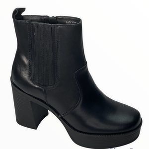 House of Harlow 1960 Leather Platform Chunky Block Heel Boots Edgy Grunge Retro